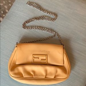 Fendi honey color baguette on silver chain